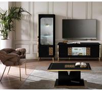 Moderne Set 3 pcs salon noir bois table basse meubles armoire support TV