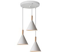 Moderne Simpl Lustre Bois Et Métal Suspensions Industrielle Lampes Suspendues Plafonnier Éclairage 3 Flammig Suspension Luminaire Suspension Réglable Lounge Salle À Manger Balcon 40W E27 Blanc