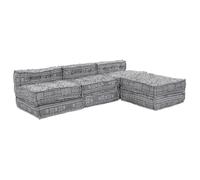 Moderne Sofa poof modulable convertible 4 places en tissu gris clair @FR(344503)