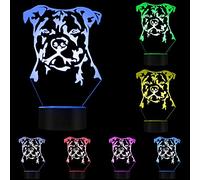 Moderne Staffordshire Bull Terrier LED Veilleuse Animal Chien De Compagnie Chiot 3D Illusion D'optique Lampe Décor À La Maison Lampe De Table Lampe De Bureau Avec Couleurs Changeables Signes De Lumi
