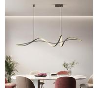 Moderne Suspension LED Lustre Dimmable pour Table à Manger, Salon, Cuisine, Bureau - Plafonnier Linéaire Design Suspendu pour Salle À Manger, D'étude, Chambre (Noir, L100CM)