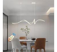 Moderne Suspension LED Lustre Table à manger Lampe Dimmable Salon Cuisine Bureau Plafonnier Linéaire Design Suspendue Lampe pour Bureau Salle À Manger D’étude Lampe Chambre Luminaire (Blanc, L160CM)