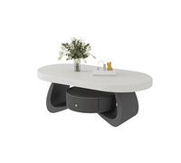 Moderne Table Basse Ovale en Bois Massif for Salon, Design Peu encombrant for Les Petites Maisons Simple(Noir,120cm)