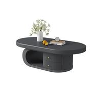 Moderne Table Basse Ovale Vintage en Bois Massif for Salon, Design Peu encombrant for Les Petites Maisons Simple(Noir,120cm)