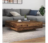 Moderne Table basse Table de salon avec éclairage LED en vieux bois 100x100x31 cm FR(59000705)