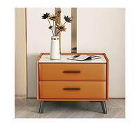 Moderne Table de chevet de rangement en cuir artificiel Orange à 2 tiroirs, meuble de chevet moderne en bois for chambre à coucher, casier d'extrémité, Table d'appoint, meubles de chambre à coucher Pr