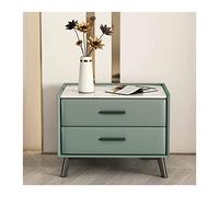 Moderne Table de chevet moderne verte en cuir artificiel laqué en ardoise, armoire rectangulaire en bois, casier de chevet de chambre à coucher, 2 tiroirs de rangement, table d'appoint, meubles de cha
