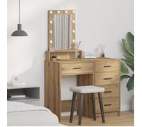Moderne Table de maquillage Table de chambre avec lumières LED en chêne Artisan 50x41x140 cm @FR(365160)