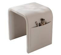 Moderne Tabouret Coiffeuse en U avec Cuir Patte de Chat, Pouf Coiffeuse avec Poches de Rangement Latérales, pour Chambre, Salon, Hall D'entrée(Light Gray)