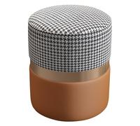 Moderne Tabouret Coiffeuse Rond, Pouf Coiffeuse avec Éponge Haute Densité, Design Bicolore, pour Chambre, Salon et Hall D'entrée(Orange)