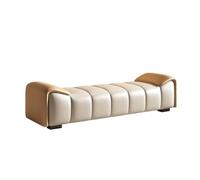 Moderne Tabouret de Chevet en Cuir Simple et Moderne for Chambre à Coucher, Banc Long et léger, idéal for vestiaire ou Chaussures Décoratif(Orange+Cream White,Petit)