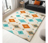 Moderne Tapis de Salon Lavable à Poils Courts 160 x 230 cm - Antidérapant Tapis de Chambre à Coucher Géométrie Diamants Étoiles Imprimé pour Salle à Manger Bureau Entrée, Couleur