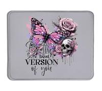 Moderne Tapis de Souris Fleur Papillon crâne être la Meilleure Version de Vous inspirant Gaming Mousepad Souris de Gaming 25x30cm pour Jeux,Claviers,Joueurs Professionnels
