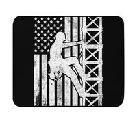 Moderne Tapis de Souris Gaming, Graphique d'appréciation des Grimpeurs de Tours industrielles Travailleurs du Drapeau américain Gamer Mouse Pad Bords Cousus Tapis de Souris de Jeu