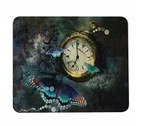 Moderne Tapis Souris Pehede Vintage Papillon et Encore Montre de Poche Souris de Gaming Mouse Pad 25x30cm pour Ordinateur,Jeux,Les capteurs de Jeu