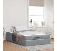 Moderne Tissu Rangement tiroirs Gris Clair 120x190 cm | Lit Complet avec Cadre et Matelas 2 PCS Gris Clair Tissu, Sommier à Tiroirs avec Matelas Mousse 190x120 cm, Cadre de Moderne