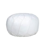 Moderner Pouf marocain en similicuir non rembourré - Repose-pieds de sol - Solution de rangement - Couleur blanche naturelle (blanc, 58,4 x 28,9 cm)