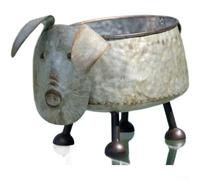 ModernFarmhouseAnimalPlanterRusticPlastic GardenDecorFigurineforOutdoorPatio SealedFlowerContainer (vache/cheval/mouton/chien/chat/cochon) (F - Cochon)