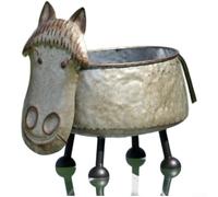 ModernFarmhouseAnimalPlanterRusticPlastic GardenDecorFigurineforOutdoorPatio SealedFlowerContainer (vache/cheval/mouton/chien/chat/cochon) (B - Cheval)