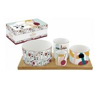 MODERNISM Set 4 bols coupelles apéritives Porcelaine sur plateau Easy Life
