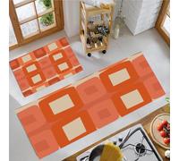 Modernisme Lot de 2 Tapis de Cuisine Antidérapants et Lavables, Lignes Formes géométriques Tapis de Sol Cuisine pour Décoration de Maison, Bureau, Bureau Debout 44x75cm+44x120cm, Terre Cuite