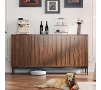 ModernLuxe Buffet à 3 tiroirs - Armoire de cuisine, de salon, de salle à manger, de couloir - En bois de chêne foncé veiné - 150 x 40 x 80 cm