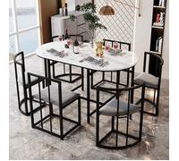 ModernLuxe Ensemble table et 6 chaises - chaises avec coussin d'assise et dossier - style moderne - Noir - 140x80x76cm