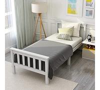 ModernLuxe Lit Simple en Bois de pin Massif avec sommier à Lattes et tête de lit - pour Matelas de 200 x 90 cm - Blanc laqué - Lit pour Enfant, Adolescent ou invité