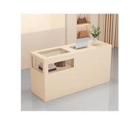ModernReception Bureau avec tiroirs verrouillables Comptoir de vente au détail pour hall et magasin, petite table de caisse en bois (E droite L120 cm)