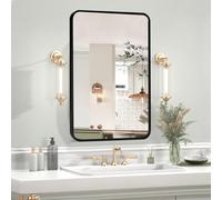 moderntop Miroir Mural 70x50 cm rectangulaire Noir, Cadre Aluminium - Salle de Bain, Chambre, Salon, Couloir - Peut être installé verticalement ou horizontalement
