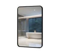moderntop Miroir mural carré noir avec cadre en aluminium - 100 x 60 cm - Miroir de salle de bain moderne pour salle de bain, chambre à coucher, salon et couloir - À suspendre horizontalement