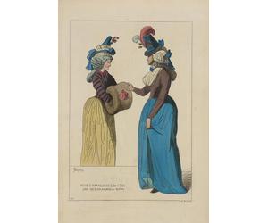 Modes Francaises de 1791. D'ap[rès] des gravures du temps. (1869) Affiche imprimée par Raphaël Jacquemin (24 x 36)