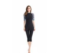 Modest Swimsuit Rash Guard Surfing Suit Short Sleeve Swimwear Burkini Swimming Costume (S8, L)