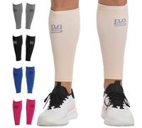 Modetro Sports Manchons de compression pour mollet pour homme et femme - 20-30 mmHg Chaussettes sans pieds pour jambes 1 pack - Support du mollet pour la course à pied, beige, Small/Medium