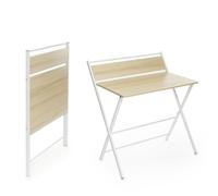MODEZVOUS - Bureau Pliable Petit Espace avec Etagère Ordinateur Table Murale Rabattable Table de Cuisine Table Enfants en Bois Compact Multifonctionnel Table de Travail - Acier - 84 cm
