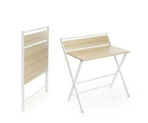 MODEZVOUS - Bureau Pliable Petit Espace avec Etagère Ordinateur Table Murale Rabattable Table de Cuisine Table Enfants en Bois Compact Multifonctionnel Table de Travail - Acier - 84 cm