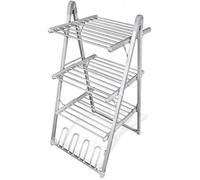 MODEZVOUS - Etendoir pour Linge - Séchoir Electrique Chauffant - Aluminium - Pliable - 3 Etages - 30 Barres - 300 Watts - Gris[369]