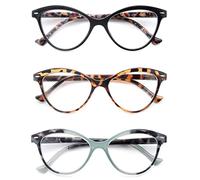 MODFANS Lot de 3 Lunettes de Lecture Femme,Lunettes Loupe Monture Style Cateye,Leger Confort Vision Nette,Lunettes de Vue Branches a Ressort