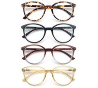 MODFANS Lunettes Loupe avec Grossissement 2.75 pour Femme - Lunettes de Lecture (Anti Lumiere Bleue) - Monture Ronde Branches Leger Noir-Ecaille-Marron-Jaune