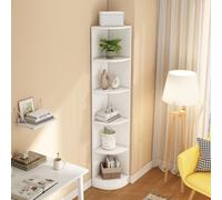 MODFU Bibliothèque d’Angle Haute avec Rangements Ouverts - Structure MDF - 40x30x180 cm - Blanc
