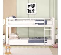 MODFU Lit superposé enfant 90x200 cm, structure en pin massif, blanc