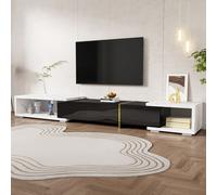 MODFU Meuble TV - Design Rotatif - MDF et PB - Fonction Rangement - Blanc et Noir - 140x40x30 cm