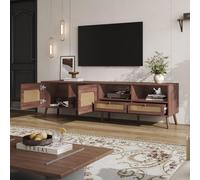 MODFU Meuble TV en Panneau de Particules - pour Téléviseur 80 Pouces - 200x37x49,5 cm - Marron