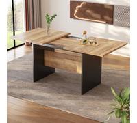 MODFU Table À Manger Extensible, Design Élégant Avec Pieds Métal, MDF De Qualité, 140/180x80x75 cm - Naturel