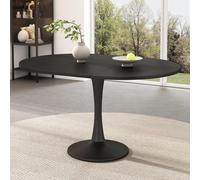MODFU Table À Manger Ovale Extensible Avec Pieds MDF, Plateau Amovible, 140 x 100 x 75 cm - Noir