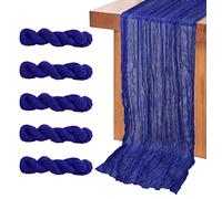MODFUNS Lot de 5 chemins de table en gaze bleu roi, 3 m en tissu de coton transparent de style bohème pour mariage, anniversaire, fête, commode, fête