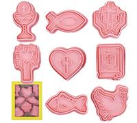 MODGAL Ensemble d'emporte-pièces de baptême | Lot de 8 moules à Biscuits pour baptême Religieux - Emporte-pièces avec Calice Holy Cup pour Pâques Halloween Noël Religieux Baptême Communion