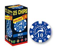 Modiano 25 Chips 11,5 g Bleu Valeur 10 Texas Hold'em Poker Cartes Jeu