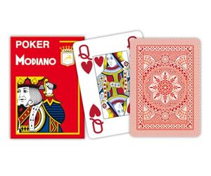Modiano 300482 Cartes de Poker Cristallo 4 Index Rouge