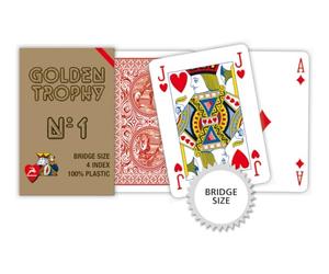 Modiano 300492 Cartes de Bridges Golden Trophy en Plastique Rouge